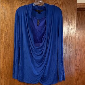 Two Piece Connected Apparel Royal Blue Drape Blouse